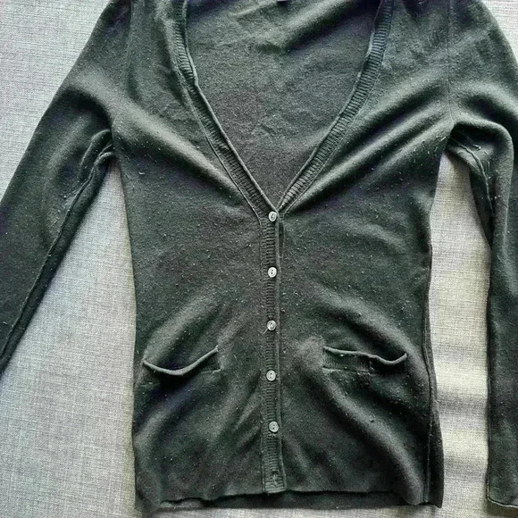 Vintage Banana Republic Womens Black Silk Old Money Prep Preppy Cardigan Small - Picture 7 of 9